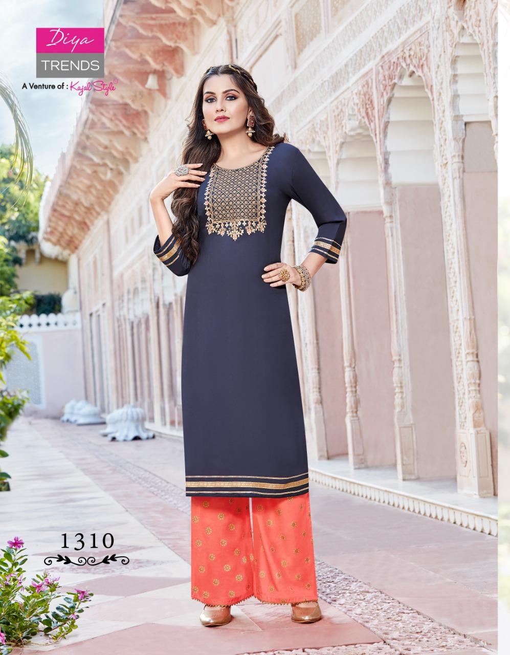 Bibas 13 Gold Printed Fancy Rayon Ethnic Wear Kurtis With Palazzo Collection
